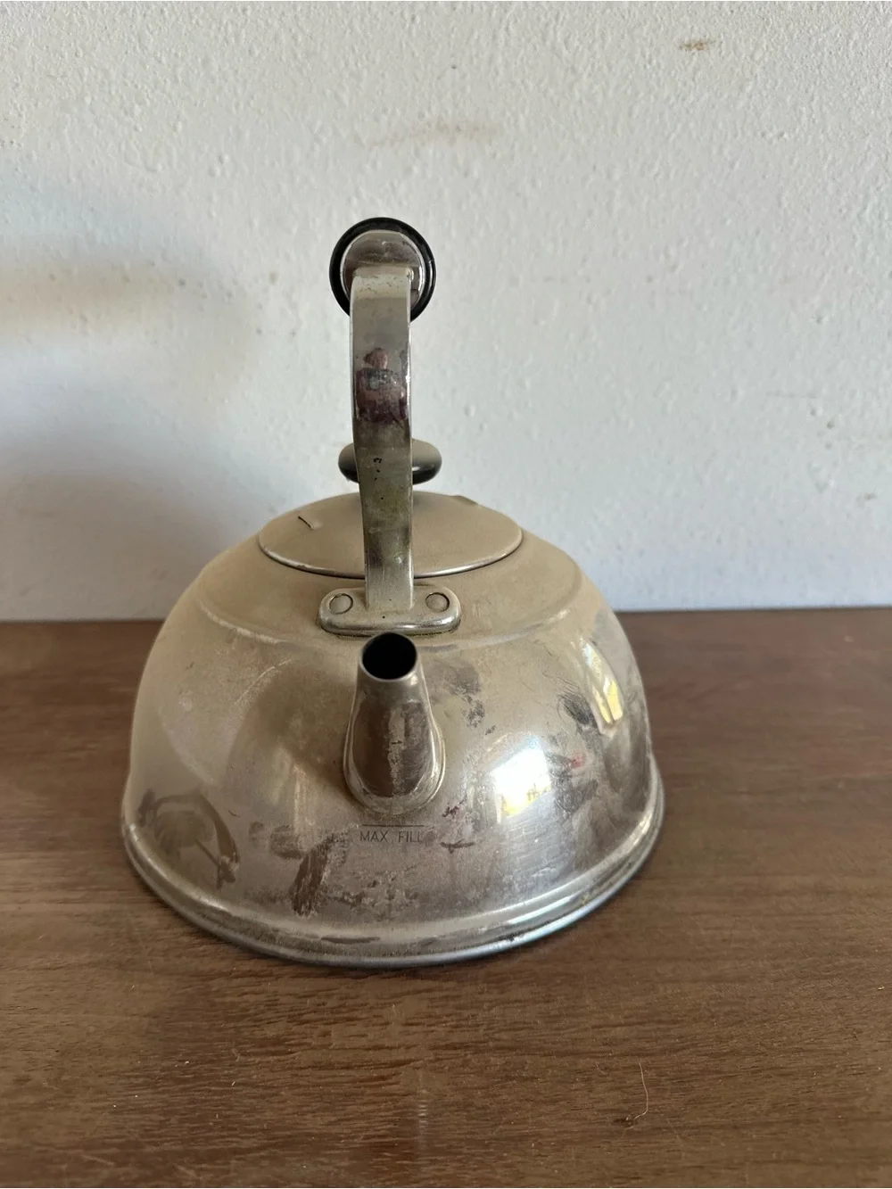 Classic Silver Steel/Metal Tea Kettle with Black Handle